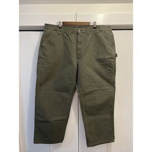 Carhartt Green B11 MOS Duck Canvas Dungaree Fit Pants Sz 44x30 ~ USA UNION MADE!
